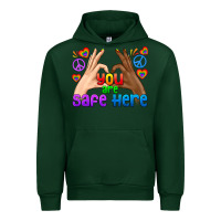 Forest Green LGBTQ+ You Are Safe Here Urban Hoodie - BundleAndBundleShop