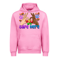 Fuchsia Pink LGBTQ+ You Are Safe Here Urban Hoodie - BundleAndBundleShop