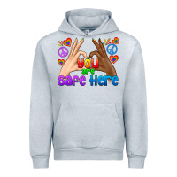 Heather Grey LGBTQ+ You Are Safe Here Urban Hoodie - BundleAndBundleShop