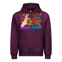 Mauve Wine LGBTQ+ You Are Safe Here Urban Hoodie - BundleAndBundleShop