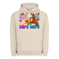 Pigment French Oak LGBTQ+ You Are Safe Here Urban Hoodie - BundleAndBundleShop