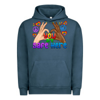 Pigment Midnight Navy LGBTQ+ You Are Safe Here Urban Hoodie - BundleAndBundleShop