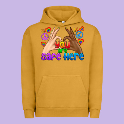 Lgbtq+ You Are Safe Here Urban Hoodie Designed By Bundleandbundleshop