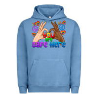 Pigment Pebble Blue LGBTQ+ You Are Safe Here Urban Hoodie - BundleAndBundleShop