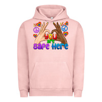 Pigment Salmon LGBTQ+ You Are Safe Here Urban Hoodie - BundleAndBundleShop