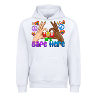 White LGBTQ+ You Are Safe Here Urban Hoodie - BundleAndBundleShop