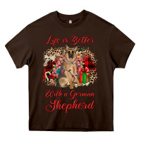 Chocolate Brown Christmas life is better with a german shepherd Heavy Core Tee - JahusDesignShop