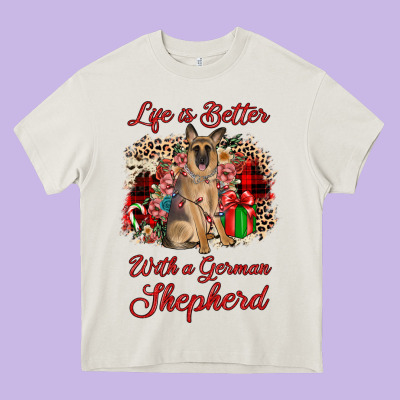 Christmas Life Is Better With A German Shepherd Heavy Core Tee Designed By Jahusdesignshop