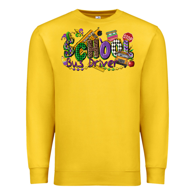 School Bus Driver Mardi Gras Premium Sweatshirt by CowGirlArtShop | Teevron