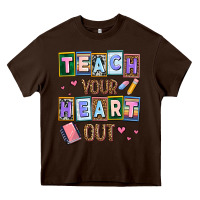 Chocolate Brown teach your heart out Heavy Core Tee - AdoDesignShop