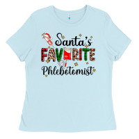 Baby Blue santas favourite phlebotomist Ladies Tee - AdoDesignShop