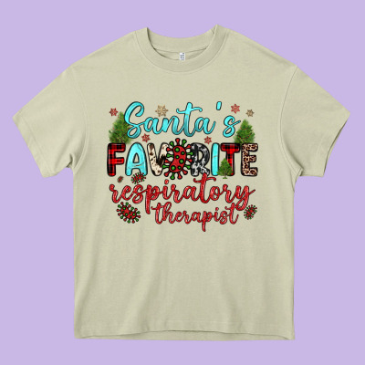 Santa S Favorite Respiratory Therapist Heavy Core Tee Designed By Jahusdesignshop