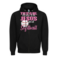 Black This Girl Jesus And Softball Zipper Hoodie - Bettercallsaul