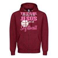 Burgundy This Girl Jesus And Softball Zipper Hoodie - Bettercallsaul