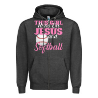 Charcoal Heather This Girl Jesus And Softball Zipper Hoodie - Bettercallsaul