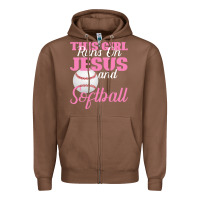 Chestnut This Girl Jesus And Softball Zipper Hoodie - Bettercallsaul