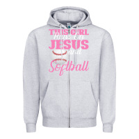 Heather Grey This Girl Jesus And Softball Zipper Hoodie - Bettercallsaul
