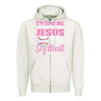 Oatmeal Heather This Girl Jesus And Softball Zipper Hoodie - Bettercallsaul