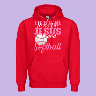 This Girl Jesus And Softball Zipper Hoodie Designed By Bettercallsaul