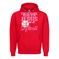 Red This Girl Jesus And Softball Zipper Hoodie - Bettercallsaul