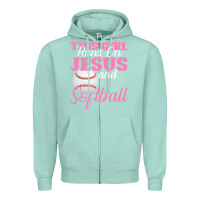 Seafoam This Girl Jesus And Softball Zipper Hoodie - Bettercallsaul