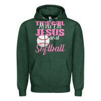Sports Green This Girl Jesus And Softball Zipper Hoodie - Bettercallsaul