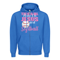 True Royal This Girl Jesus And Softball Zipper Hoodie - Bettercallsaul