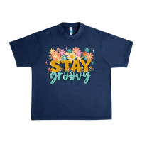 Navy stay groovy Urban Heavy Tee - MaliasSmallBusiness