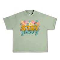 Oil Green stay groovy Urban Heavy Tee - MaliasSmallBusiness