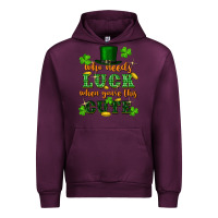 Mauve Wine who needs luck when you're this cute Urban Hoodie - FaDigitalArtStudio