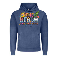 Vintage Denim the beach is my happy place Vintage Hoodie - MaliasSmallBusiness