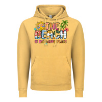 Vintage Mustard the beach is my happy place Vintage Hoodie - MaliasSmallBusiness