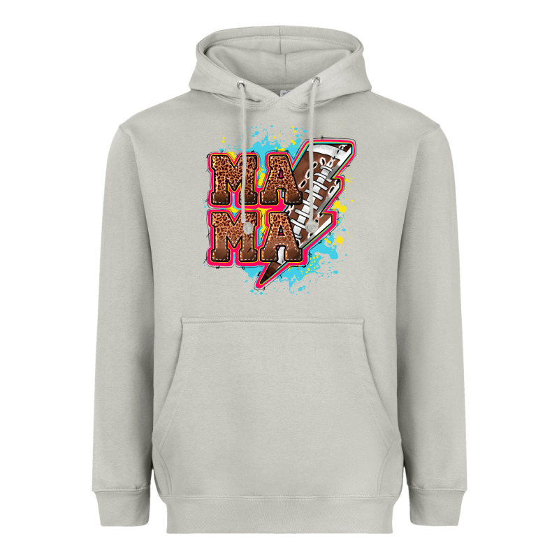 Mama Football Lightning Bolt Heavyweight Hoodie by HowdyJamesFarm | Teevron