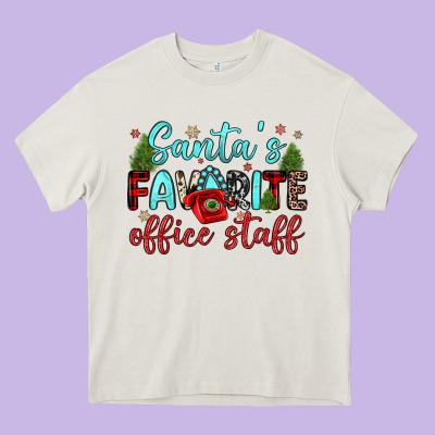 Santa S Favorite Office Staff Heavy Core Tee Designed By Jahusdesignshop