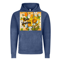 Vintage Denim bee happy Vintage Hoodie - MaliasSmallBusiness
