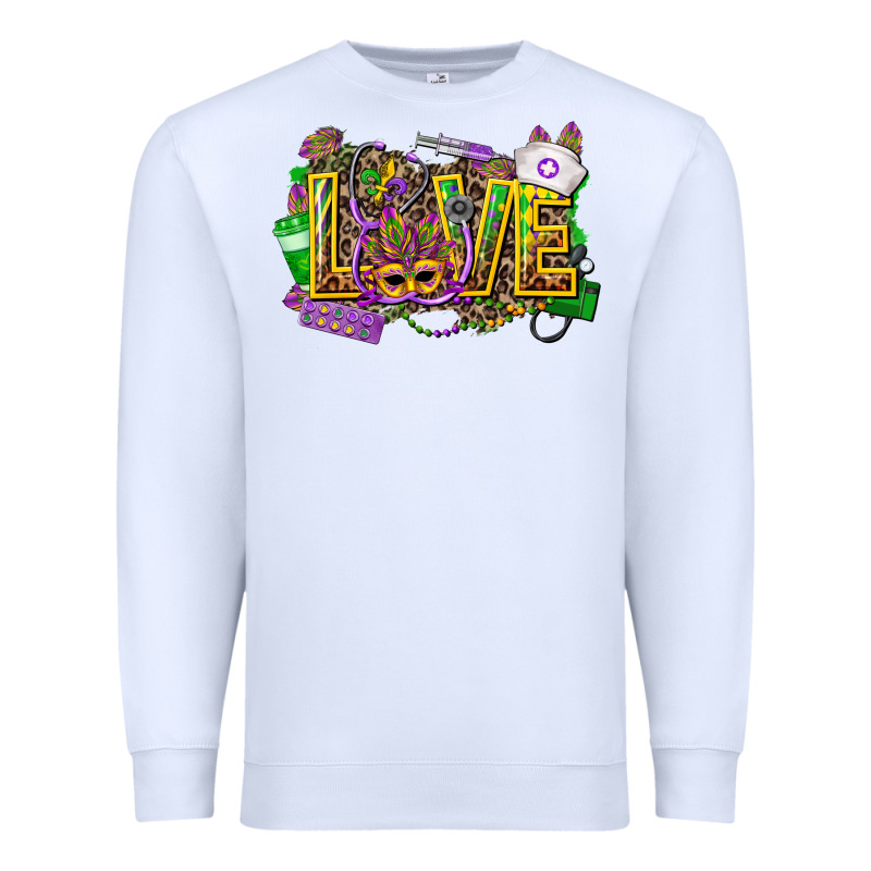 Mardi Gras Love Nurse Premium Sweatshirt by CowGirlArtShop | Teevron