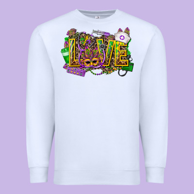 Mardi Gras Love Nurse Premium Sweatshirt Designed By Cowgirlartshop