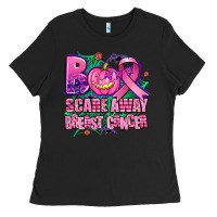 Black halloween boo with cancer ribbon breast cancer sca Ladies Tee - AdoDesignShop