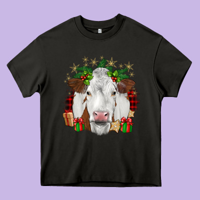 Christmas Simmental Heavy Core Tee Designed By Jahusdesignshop
