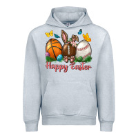 Heather Grey Happy Easter Sports With Butterfly Urban Hoodie - BundleAndBundleShop