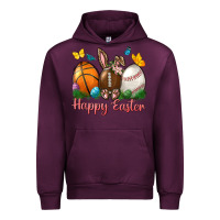 Mauve Wine Happy Easter Sports With Butterfly Urban Hoodie - BundleAndBundleShop