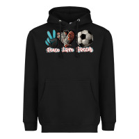 Black Peace love Soccer Heavyweight Hoodie - HowdyJamesFarm