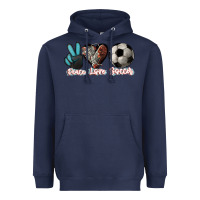 Navy Peace love Soccer Heavyweight Hoodie - HowdyJamesFarm