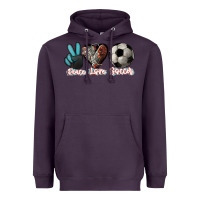 Plum Peace love Soccer Heavyweight Hoodie - HowdyJamesFarm