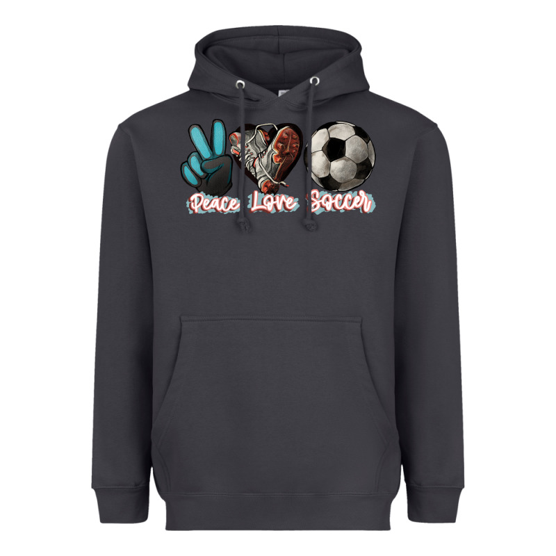 Peace Love Soccer Heavyweight Hoodie by HowdyJamesFarm | Teevron