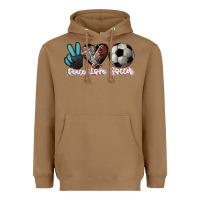 Toasted Coconut Peace love Soccer Heavyweight Hoodie - HowdyJamesFarm