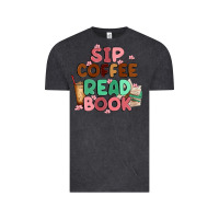 Vintage Black sip coffee read book Vintage Tee - MaliasSmallBusiness
