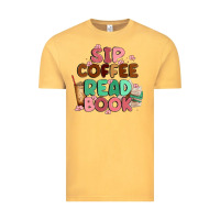 Vintage Mustard sip coffee read book Vintage Tee - MaliasSmallBusiness