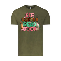 Vintage Olive sip coffee read book Vintage Tee - MaliasSmallBusiness