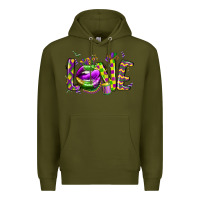 Army Green mardi gras love lips Premium Hoodie - CowGirlArtShop
